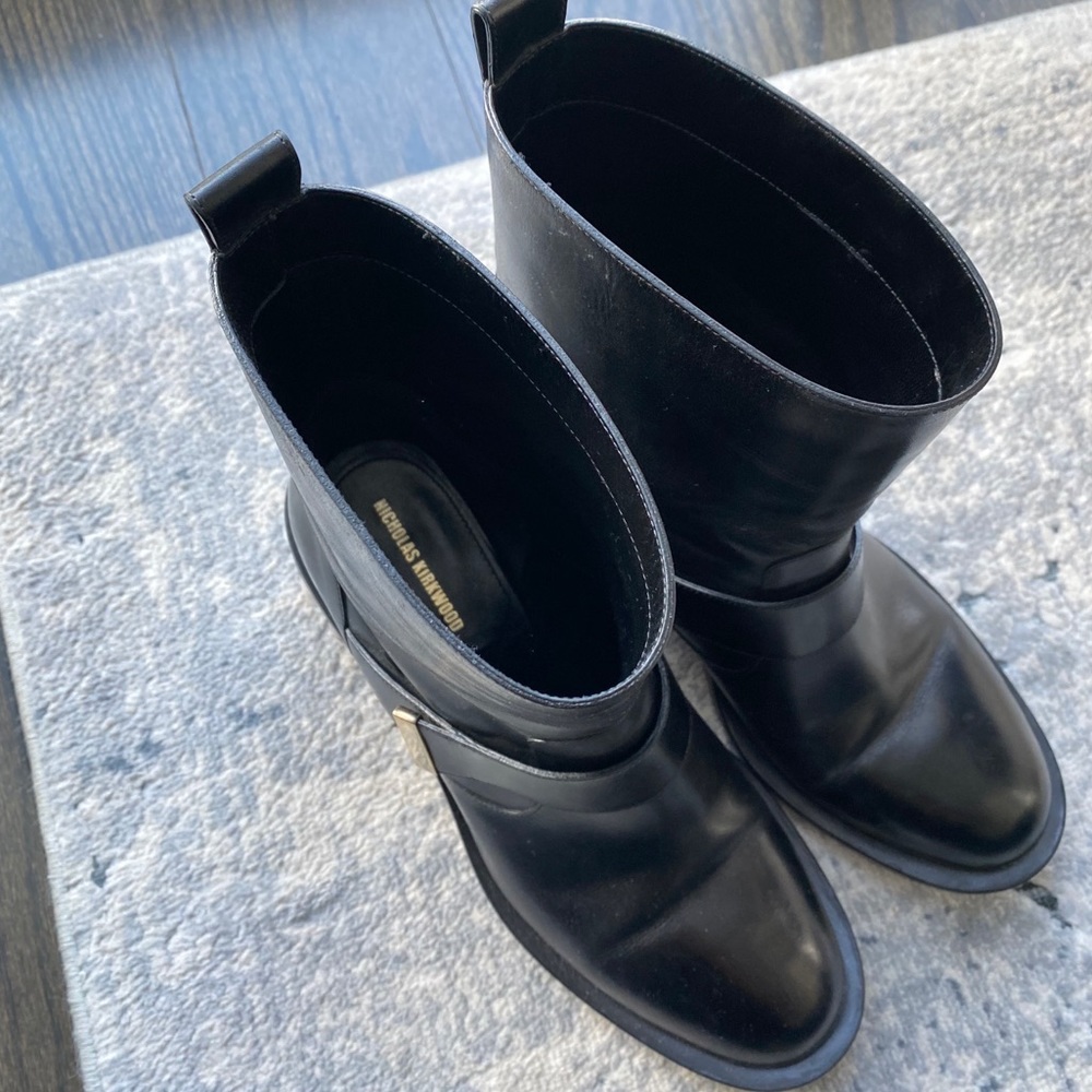 Black Nicholas Kirkwood Casati Biker Boot - Picture 8 of 9